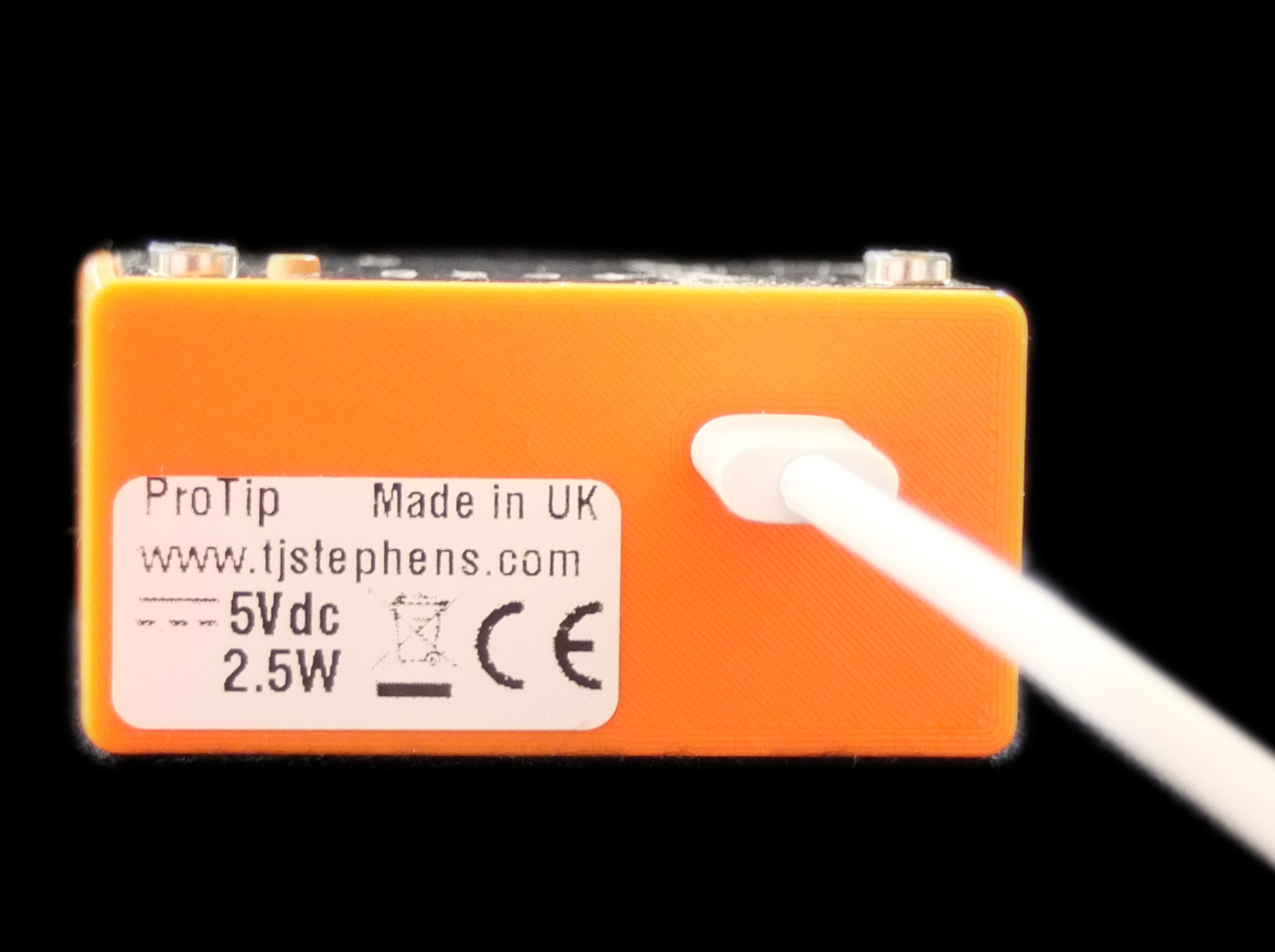 Rear of the tester with a USC-C cable connected